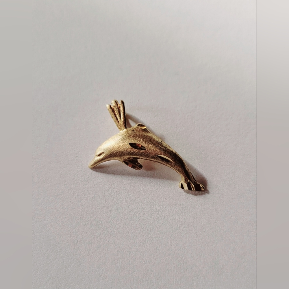 Brushed Gold Dolphin Pendant